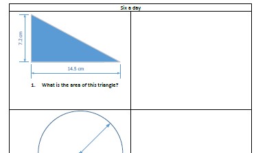 Area of a triangle, circumference of a circle, perimeter of a rectilinear shape, proof with odd and even numbers, median average and fractional indices.